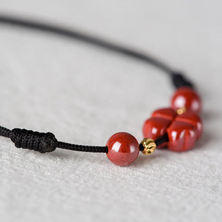 Buddha Gift Four Leaf Clover Cinnabar Blessing Calm String Bracelet Anklet