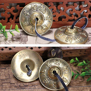 Buddha Gift Tibetan Tingsha Bell Six True Words Dragon Copper Balance Decoration With Bag