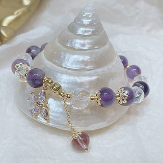 Buddha Gift Natural Amethyst Crystal Spiritual Butterfly Charm Bracelet