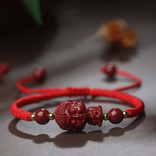 Buddha Gift Chinese Zodiac Natal Buddha Cinnabar Amulet Blessing String Bracelet