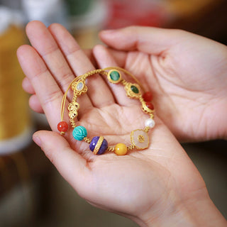 Buddha Gift 925 Sterling Silver Natural Hetian Jade Amber Red Agate Crystals Luck Bracelet