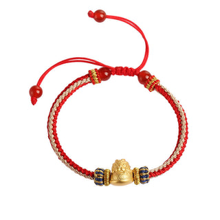 Buddha Gift 925 Sterling Silver Baby Dragon Luck Strength Handmade Braided Bracelet