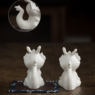 Buddha Gift Year Of The Dragon Luck White Porcelain Ceramic Tea Pet Home Figurine Decoration