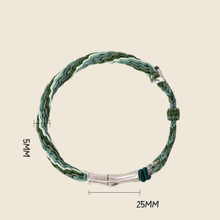 Buddha Gift 925 Sterling Silver Bamboo Reincarnation Knot Luck Protection String Bracelet