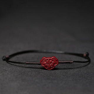 Buddha Gift Handmade Plum Blossom Four Leaf Clover PiXiu Lotus Koi Fish Cinnabar Blessing Braid Bracelet