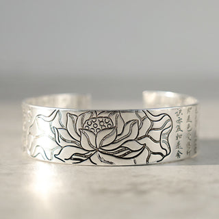 Buddha Gift Tibetan Lotus White Copper Luck Bracelet