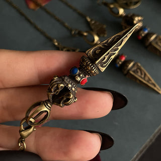 Buddha Gift Pentagram Eye of God Feather Hamsa Copper Healing Necklace Pendant Pendulum