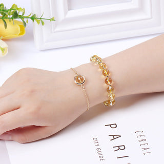 Buddha Gift Sun Stone Strawberry Quartz Crystal Positive Bracelet