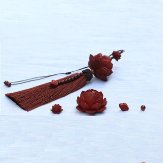 Buddha Gift Tibetan Small Leaf Red Sandalwood Lotus Luck Protection Tassel Decoration