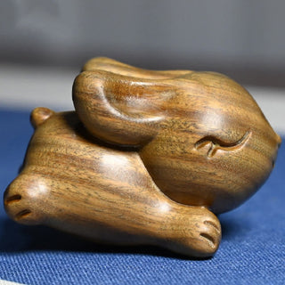 Buddha Gift Green Sandalwood Small Mini Cute Rabbit Bunny Peace Decorations