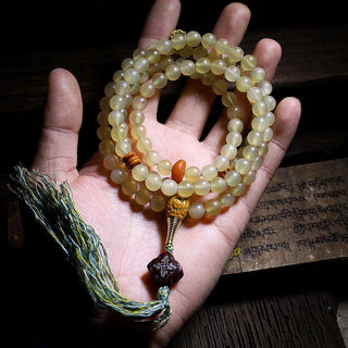 Buddha Gift 108 Mala Beads Tibet Sheep Horn Amber Luck Bracelet