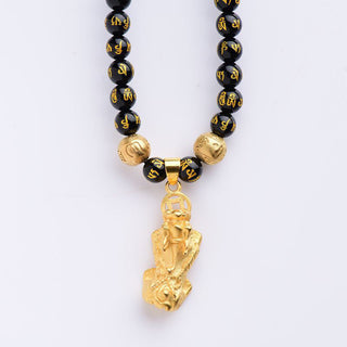Buddha Gift FengShui Obsidian PiXiu Wealth Necklace