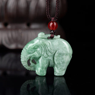 Buddha Gift Elephant Jade Luck Strength Necklace String Pendant