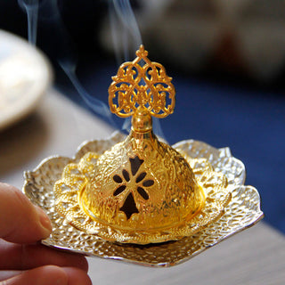 Buddha Gift Gold Leaf Coaster Spiritual Mini Alloy Metal Incense Burner
