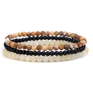 Buddha Gift 3Pcs Natural Crystal Stone Inner Peace Spiritual Bracelet