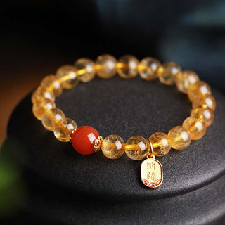 Buddha Gift Citrine Red Agate Fortune Charm Bracelet