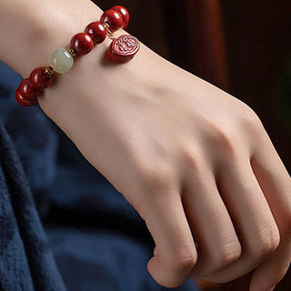 Buddha Gift Cinnabar Jade Healing Protection Charm Bracelet