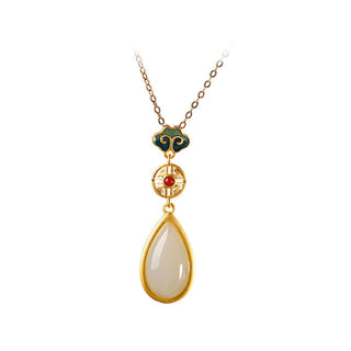 Buddha Gift 925 Sterling Silver Hetian White Jade Water Drop Chain Necklace Pendant Bracelet