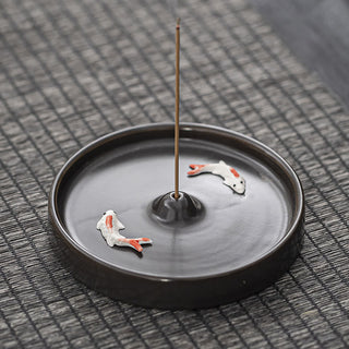 Buddha Gift Koi Fish Pattern Spiritual Healing Ceramic Incense Stick Burner Decoration