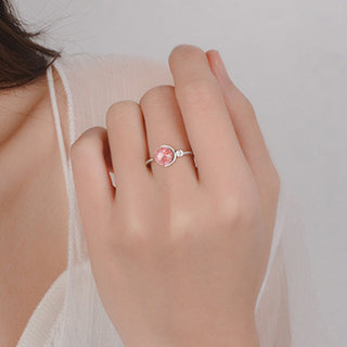 Buddha Gift Pink Crystal Soothing Rotation Ring