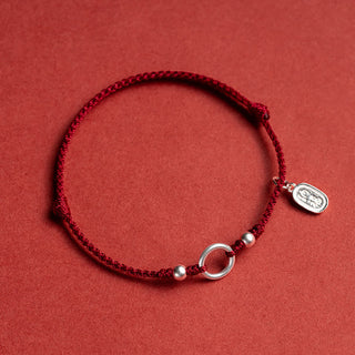 Buddha Gift 925 Sterling Silver Lucky Fortune Peace Joy Lotus Peace Buckle Red String Bracelet