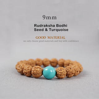 Buddha Gift Tibet Rudraksha Bodhi Seed Dzi Bead Amber Turquoise Wealth Bracelet