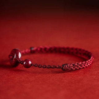 Buddha Gift Handmade Cinnabar Peace Buckle Safe and Healthy Charm Blessing String Bracelet Anklet