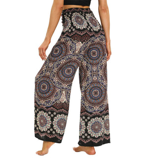 Buddha Gift Boho Mandala Print Lace-up Wide Leg Pants Women's Yoga Pants