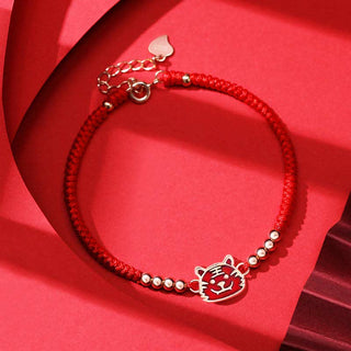 Buddha Gift 925 Sterling Silver Chinese Zodiac Luck Faith Discolor Red String Bracelet