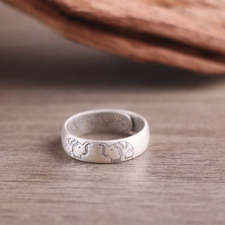 Buddha Gift 999 Sterling Silver Lotus Elephant Six True Words Blessing Ring