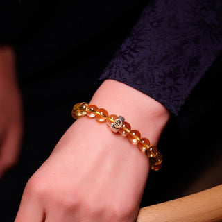 Buddha Gift 925 Sterling Silver Chinese Zodiac Natal Buddha Citrine Protection Bracelet