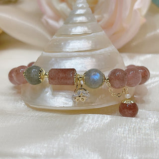Buddha Gift Natural Strawberry Quartz Moonstone Love Bracelet