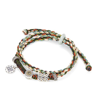 Buddha Gift 925 Sterling Silver Swastika Wheat Pattern Handmade Luck Bracelet