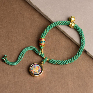 Buddha Gift Tibetan Five God Of Wealth Thangka Luck Prayer Wheel Bell Braid String Bracelet