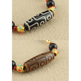 Buddha Gift Tibetan Nine-Eye Dzi Bead Protection Blessings String Necklace Pendant