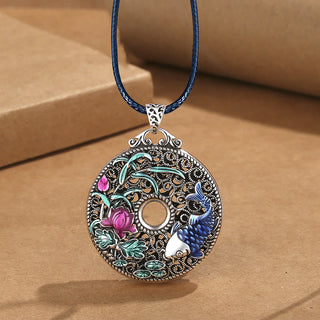 Buddha Gift Koi Fish Lotus Peace Buckle Fu Character Wealth Luck Necklace Pendant