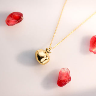 Buddha Gift 925 Sterling Silver 18k Gold Plated Pomegranate Garnet Crystal Passion Charm Necklace Pendant