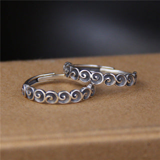 Buddha Gift 925 Sterling Silver Auspicious Clouds Engraved Ring