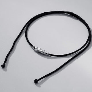 Buddha Gift 999 Sterling Silver Nine-Eye Dzi Bead Pattern Protection Rope Necklace Pendant