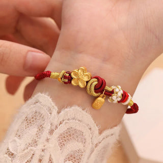 Buddha Gift Peach Blossom Happiness Charm Luck Red String Bracelet