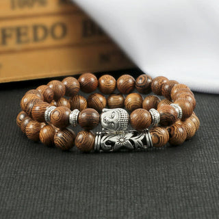 Buddha Gift 2Pcs Natural Crystal Agate Buddha Protection Bracelet