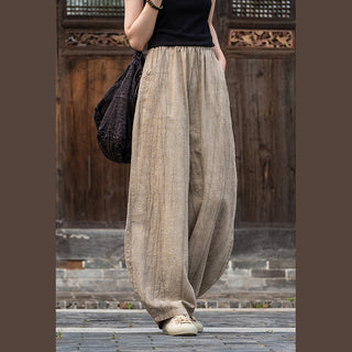 Buddha Gift Ramie Cotton Linen Pants Tie-dye Design Trousers Loose Zen Yoga Women's Pants with Pockets