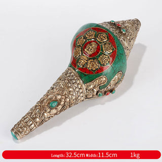 Buddha Gift Tibetan Handmade Shankha Om Mani Padme Hum Buddha Avalokitesvara Turquoise Conch Shell Positive Decoration