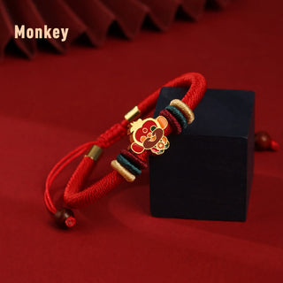 Buddha Gift Handmade 925 Sterling Silver Year of the Dragon Cute Chinese Zodiac Luck Braided Red Bracelet