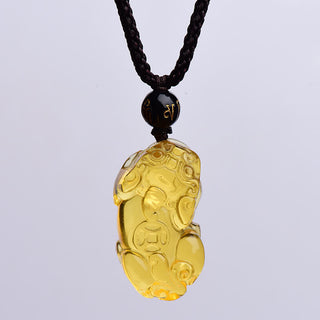Buddha Gift FengShui Citrine PiXiu Wealth Necklace Pendant
