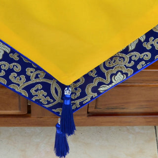 Buddha Gift Prayer Altar Flower Vajra Dragon Pattern Tibetan Auspicious Symbols Tassels Jacquard Table Runner