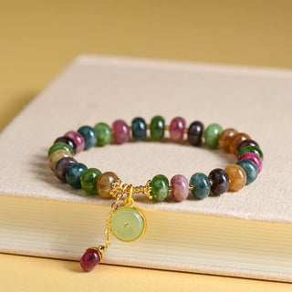 Buddha Gift Colorful Tourmaline Cute Flower Rabbit Charm Love Bracelet