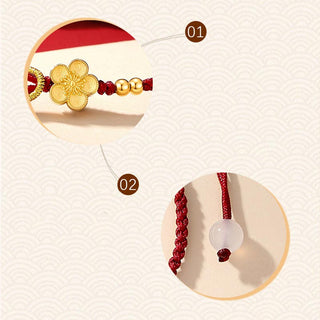 Buddha Gift Handmade 925 Sterling Silver Cherry Blossoms Sakura Chalcedony Luck Bracelet