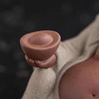 Buddha Gift Laughing Buddha Ingots Attract Wealth Purple Clay Maitreya Statue Decoration