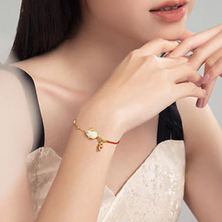 Buddha Gift Year of the Rabbit White Jade Happiness Red String Chain Bracelet